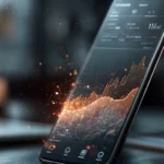 Een gsm met een gloed van radiogolven die wifi voorstellen.